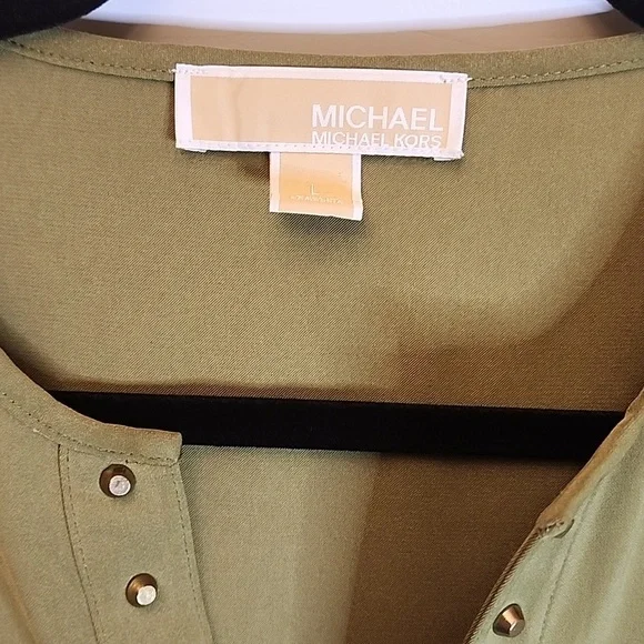 michael kors short sleeve blouse green blouse  Lg - Picture 2 of 7